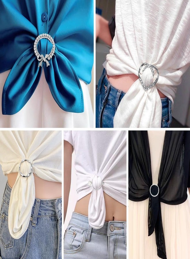 DHATMYC 5 Pcs Scarf Ring and Slides T Shirt Tie Clips for Women Clothing Tops Side Waist Tightener Cincher Knot Holder - Image 4